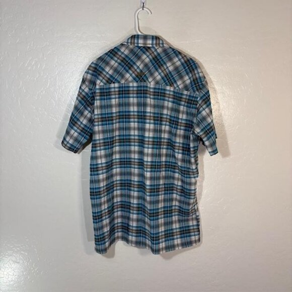 Kuhl Shirt Mens XL Blue Gray Plaid Short Sleeve Button Down Western Hiking Trail - Picture 5 of 7